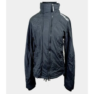 Superdry Black Windreaker Full  Zip Embroidered Logo Jacket